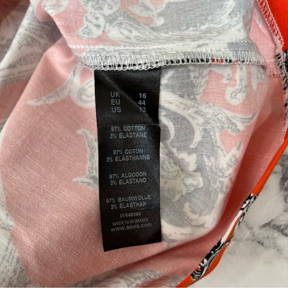 ASOS Maternity Black Orange Scarf Print Sheath Shift Dress Size 12 - Picture 10 of 10
